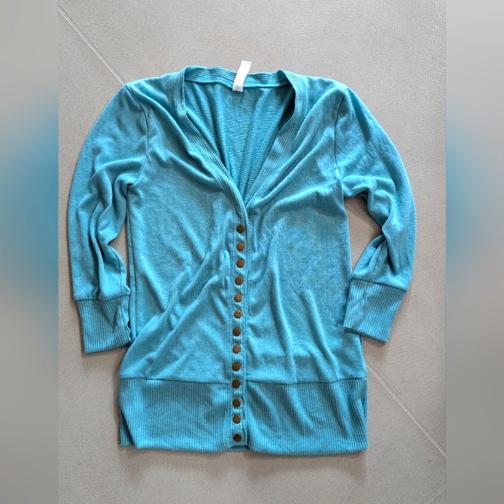 Snap Front 3/4 Sleeve Cardigan